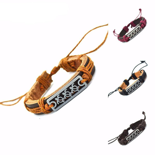 Genuine Leather Shelly Tribal Bracelet